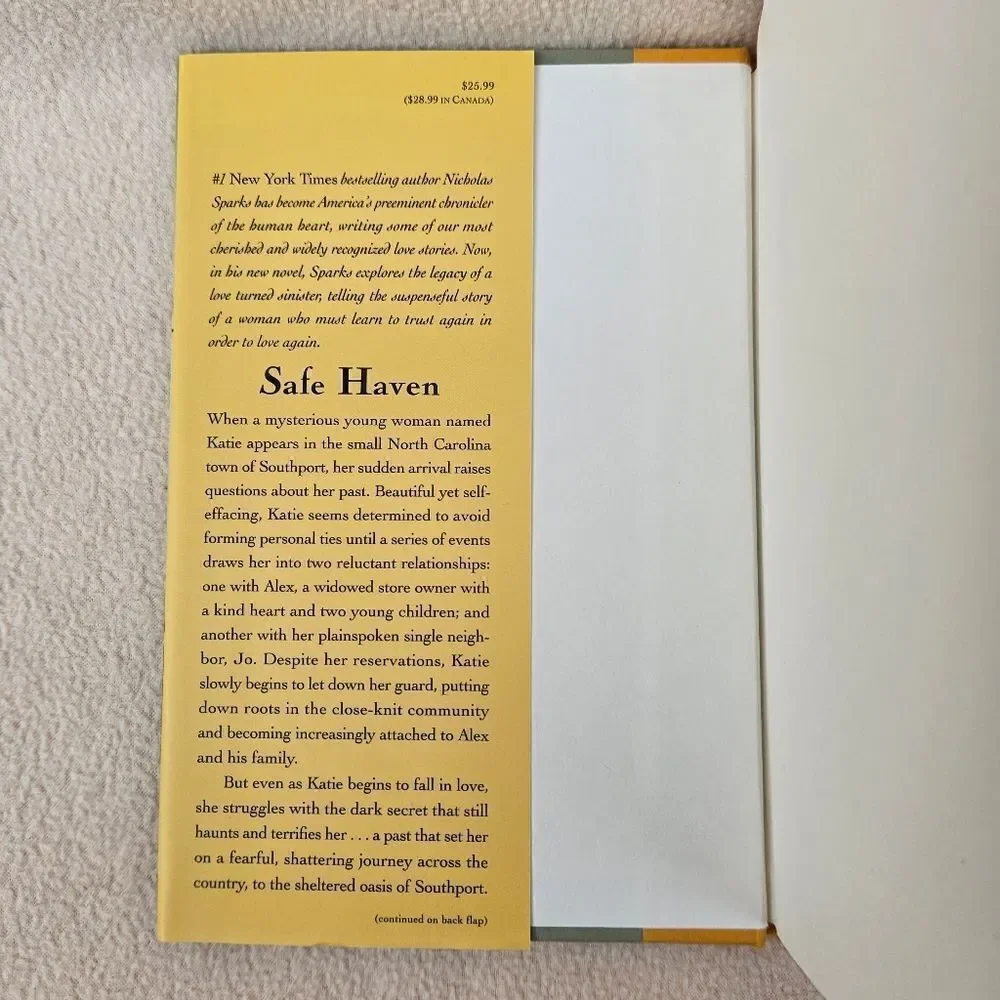 Nicholas Sparks Safe Haven Hardback Book